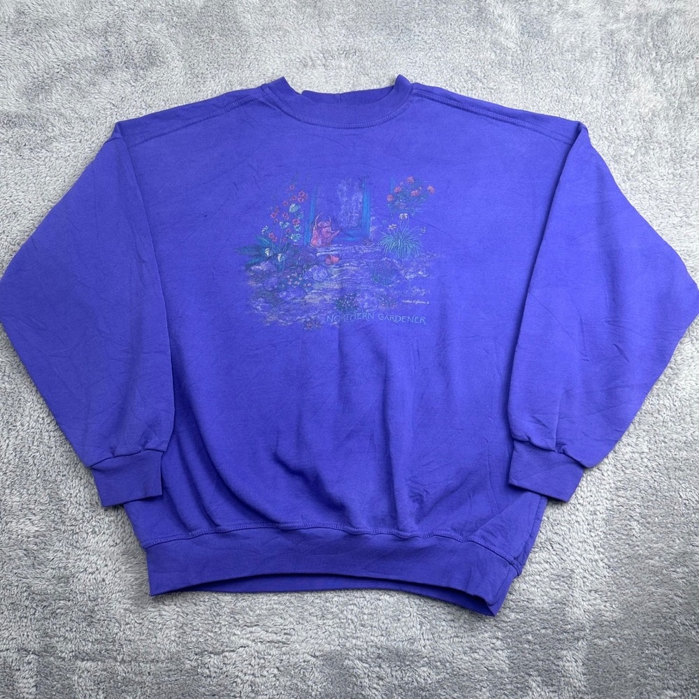 Northern Reflections Sweatshirt Womens XL Purple Northern Gardener Vintage 90s